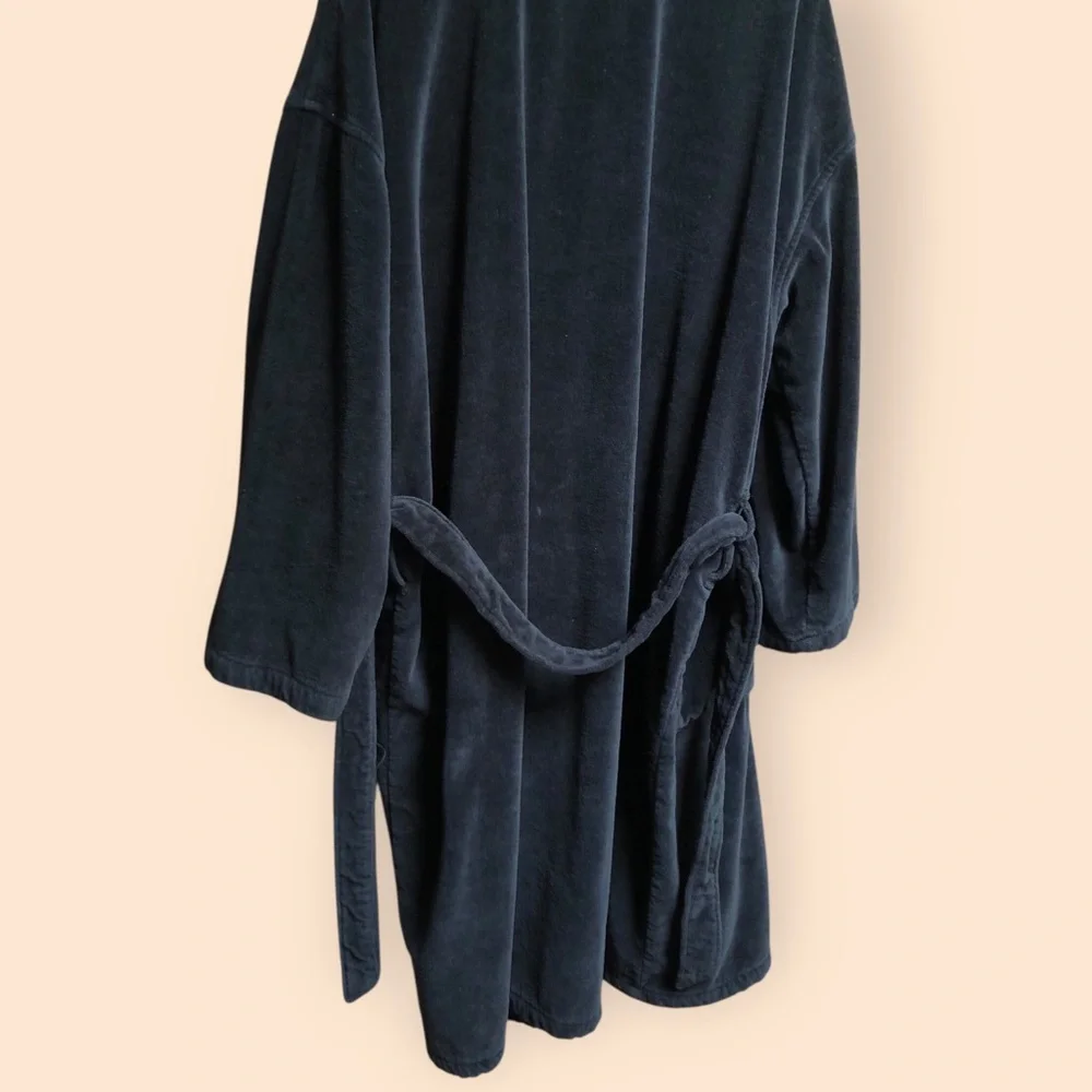 Polo Ralph Lauren MENS Sleepwear Soft Cotton Kimono Velour Robe Black MENS L/XL